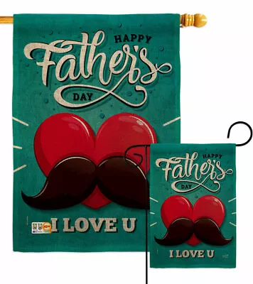 Dad Mustache Burlap Garden Flag Family Father Day Small Gift Yard House Banner • $85.95