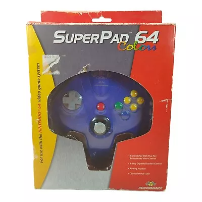 Performance Superpad 64 Controller Nintendo 64 N64 Blue Parts Only • $14.93