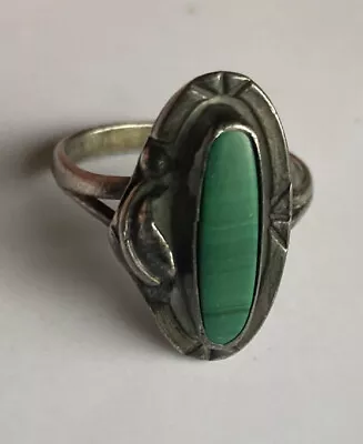 Vintage Navajo Sterling Silver Turquoise Or Malachite Ring Size 8 • $39.99