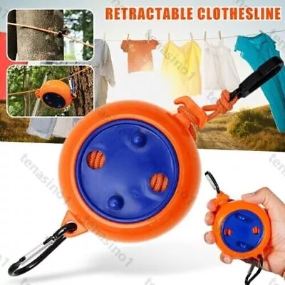 8 Meter Retractable Clothesline Portable Camping Travel Clothes Line Outdoors • £9.89