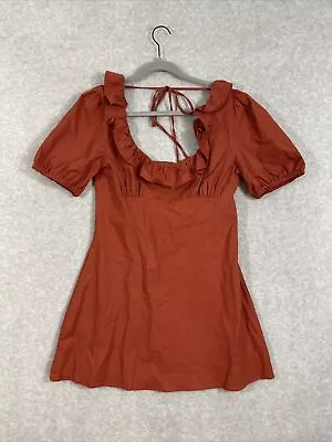 Revolve Majorelle Womens Off The Shoulder Mini Dress Size L Orange Linen Blend • $68