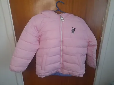 DINOSKI 8-10 Years Rabbit Pink Unicorn Purple Reversible Puffer Jacket W/ Hood • £19.20