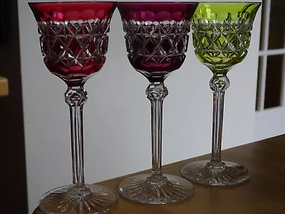 $350 • Buy Vintage Three Wine Glasses Crystal Val St Lambert