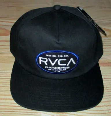 Mens Rvca Snapback Adjustable Black Hat Cap One Size • $27.90