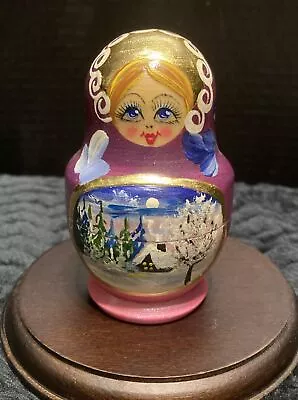 Vintage Matryoshka Wooden Hand Painted Russian Nesting Dolls Set Of 5 • $22.99