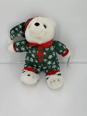 Vintage 1998 Snowflake Friends White Teddy Bear Plush Stuffed Animal 13 Inches • $22.14