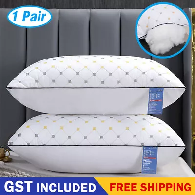 Hotel Quality Pillows 2Pack Checked Ultra Plush Home Bed Standard Pillows OZ • $29.59