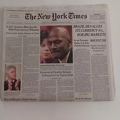 Michael Jordan Retires 1/14/1999 New York Times Complete Newspaper New Condition • $22.99