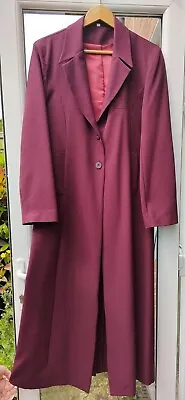 £20 • Buy Maroon Long Maxi Tailored Vented Dress Coat Size 12 - Pre - Owned - Very Good