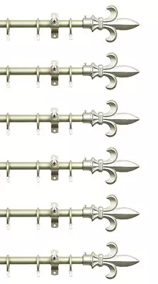 £47.95 • Buy House BULK PACK 6 X Extendable Curtain Poles 180-330 Cm SILVER Fleur De Lys