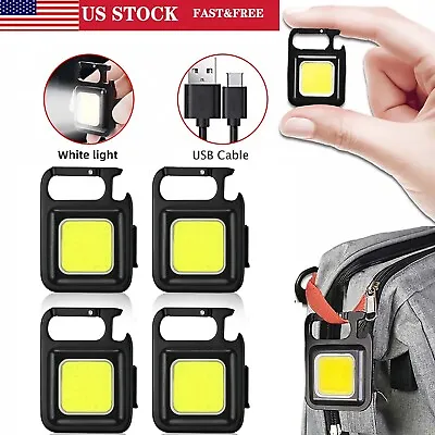 4PCS Mini COB Flashlights 800 Lumens Small Bright Rechargeable Keychain Light US • $8.99