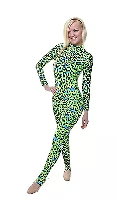 £30.50 • Buy Catsuit Long Sleeves Polo Full Back - Animal Print Green Paw Print (#ELSA)