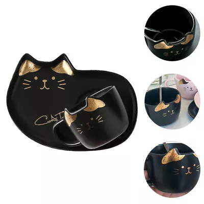  Cat Coffee Cup And Saucer Mug Cappuccino Cups Ceramics Breakfast Set • £19.99