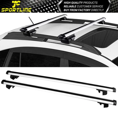 $74.99 • Buy 120cm 48 Inch Roof Rack Cross Bar Luggage Carrier W/ Lock Aluminum Adjustable