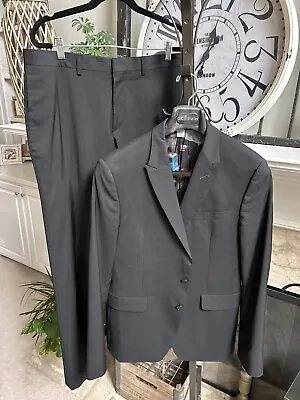 PS By PAUL SMITH Men's Suit - Solid Black - Flat Front - Sz 40R 38R • $89.99