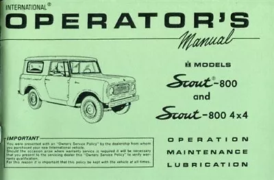 Scout Manual Owners International Harvester Book 1968 1965 • $44.95