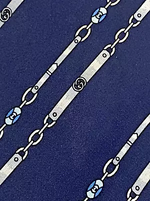 Gucci Mens Silk Necktie Luxury Vintage Italy Blue Chain EUC • $47.99