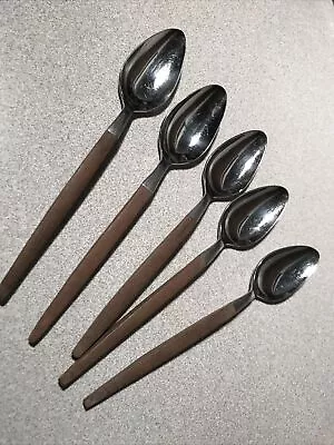 5 ECKO Eterna Canoe Muffin Teaspoons Stainless Flatware Vintage Japan MCM • $23