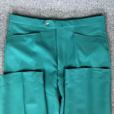 Vtg 60s 70s SansABelt Mens Green Teal Disco GOLF Pants Slacks Trousers 36x32 *ds • $30.04