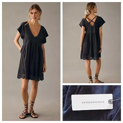 Daily Practice By Anthropologie Valensole Mini Dress Black Size XS Petite - NWT • $38