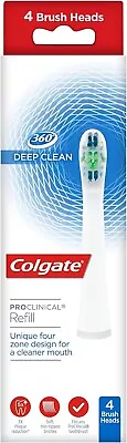 Omron Toothbrush Heads 4x Genuine Colgate Deep Clean White Pack ProClinical 360 • £16.08