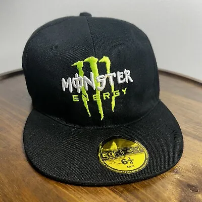 Monster Energy Drink Racing Hat Black Cap Fitted Size 6 3/4 Embroidered • $14.99