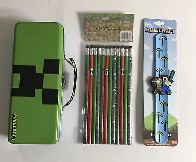 Minecraft Pencils 12 Count One Slap Bracelet One Tin Tool Box • $34.99