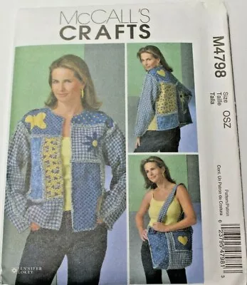 McCall's 4798 Misses Patchwork Jacket & Tote Bag Sewing Pattern S-M-L-XL (8-22) • $8.25