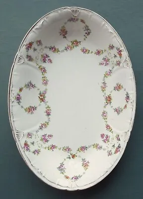 Antique Ceramic Serving Bowl Franz Ant Mehlem Royal Bonn Germany Oval Floral • £14.99