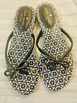 Kate Spade New York Mystic Black Women Sandals Bow Logo Summer Casual Size 7M • $22