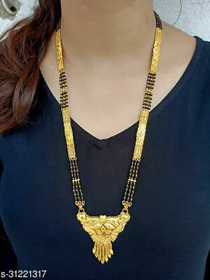 $16.51 • Buy Gold Plated Ethnic Wedding Long Mangalsutra Mala Indian Women Fashion Jewelry