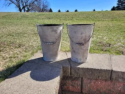 2 Vintage Previously Painted Galvanized 2 Gallon Metal Farm Bucket Pail Handle  • $24