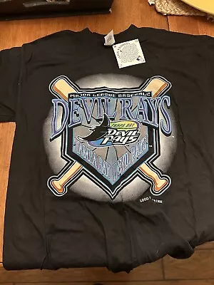 Vintage 1995 TAMPA BAY DEVIL RAYS Logo 7 Baseball T-Shirt Size L • $24