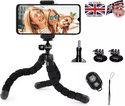 Octopus Style Tripod Phone Stand Holder With Bluetooth Remote For Camera Phone • £5.99