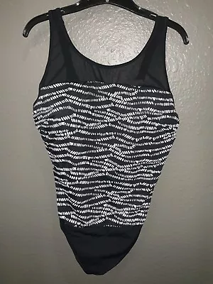AMOENA Womens Reflect Black And White Mastectomy Swim Suit Size 20 NWT • $39.99