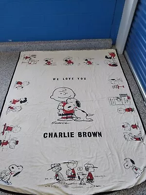 PEANUTS CHARLIE BROWN Vintage 1966 United Feature Syndicate Ink.Blanket/tapestry • $45