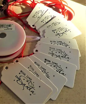 10 Christmas Festive Large With Love From Santa Gift Tags -  • £4