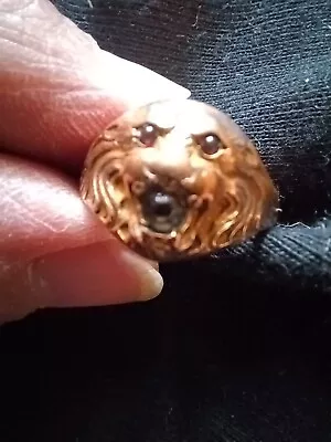 VINTAGE VICTORIAN LION REPOUSSE FACE GOLD FILLED LADY RING Sz 6.25 • $175