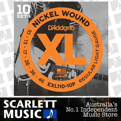 $79.99 • Buy D'Addario EXL110-10P 10 Sets Nickel Wound Electric Guitar Strings, 10 - 46