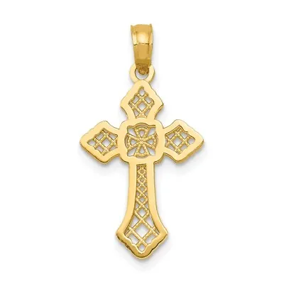 10k Yellow Gold Polished Cross With Lace Center & Arrow Tips Pendant • $72.95