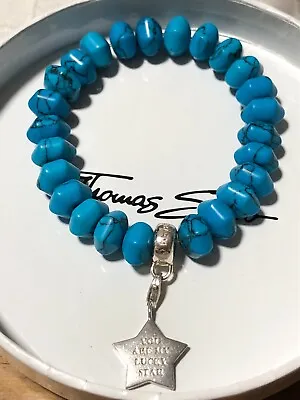 Thomas Sabo 925 Sterling Silver Turquoise Bead Bracelet And Charm • $54