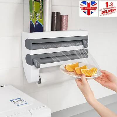 £14.99 • Buy Kitchen Cling Film Tin Foil Dispenser Paper Towel Roll Holder Wall Mounted Rack