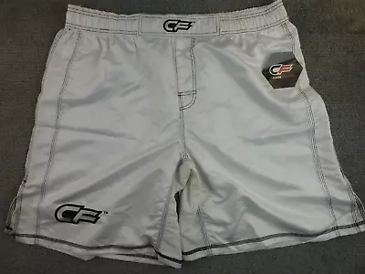 MMA Shorts Active Wear Cage Fighter - White With Grey Size Mens XXL NWT Nylon • $13