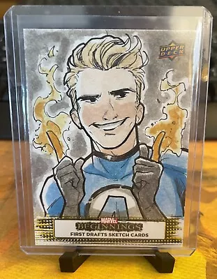 2021 Marvel Beginnings Vol. 1 Johnny Storm Human Torch First Drafts Sketch Auto • $100