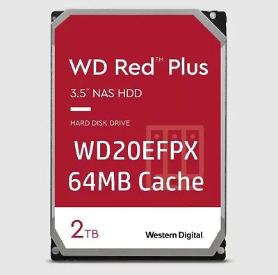 2TB WD Red PLUS WD20EFPX (64MB Cache) NAS Hard Drive 3.5  HDD SATA III #20 • £72.50