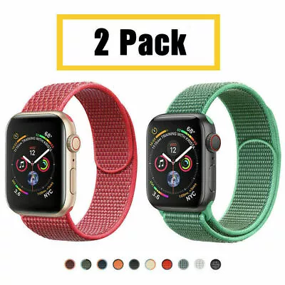 2 PACK Nylon Sport Band Strap 38/40/42/44/49mm For Apple Watch Series 8-1 Ultra • $9.89