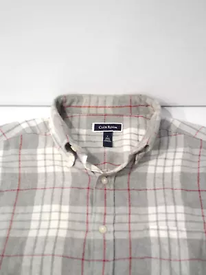 Club Room Men's Flannel Shirt Size Large Check Gray Soft Cotton Button Down Top • $5.99