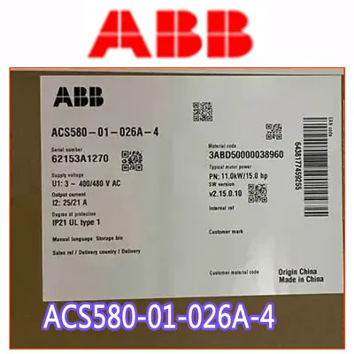 ABB ACS580-01-026A-4 NEW Factory Sealed Free Shipping ABB Frequency Converter • $1444.50