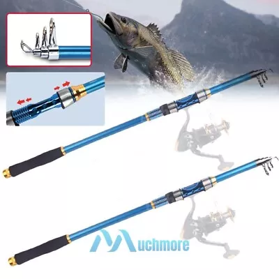 2x 7FT Carbon Fiber Telescopic Fishing Rod Travel Spinning Rod Pole Ultra Light • $23.99