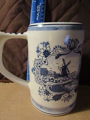 Delft Blue Hand Painted Beer Stein Mug / Coffee Mug Windmill Design - Holland • $32.99